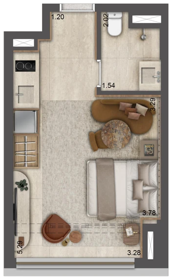 Planta 25 m² — Final 07B — opção